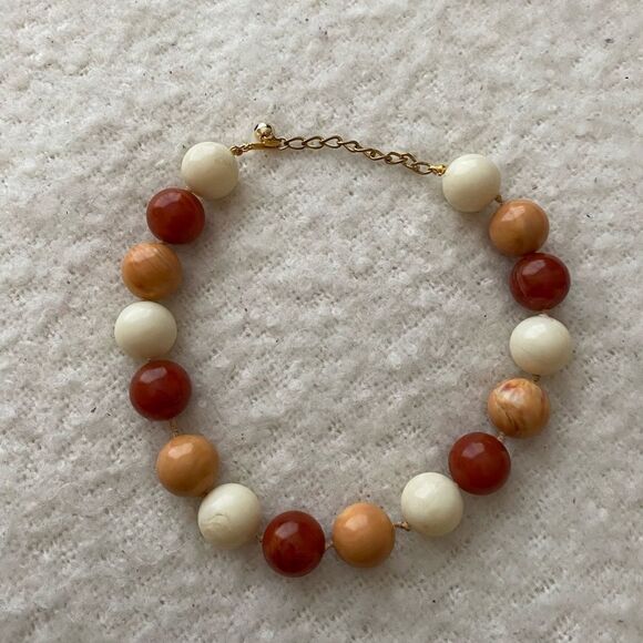 Vintage Bead Necklace - Large Brown and Tan Lucite Beads - Picture 1 of 6